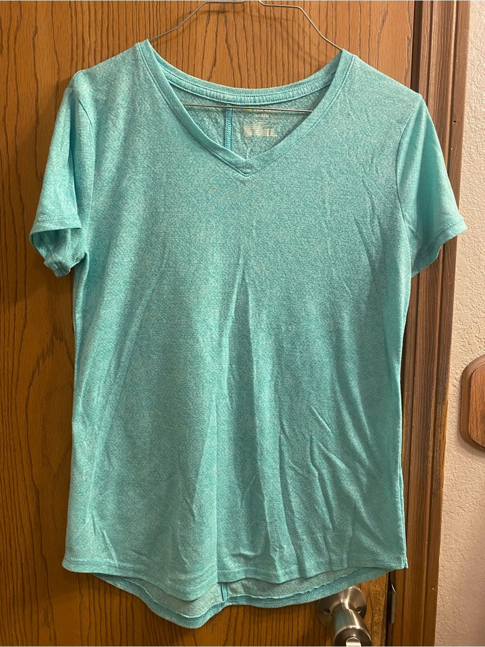 tek gear Women's Short-Sleeve V-Neck Tee in Aqua Blue